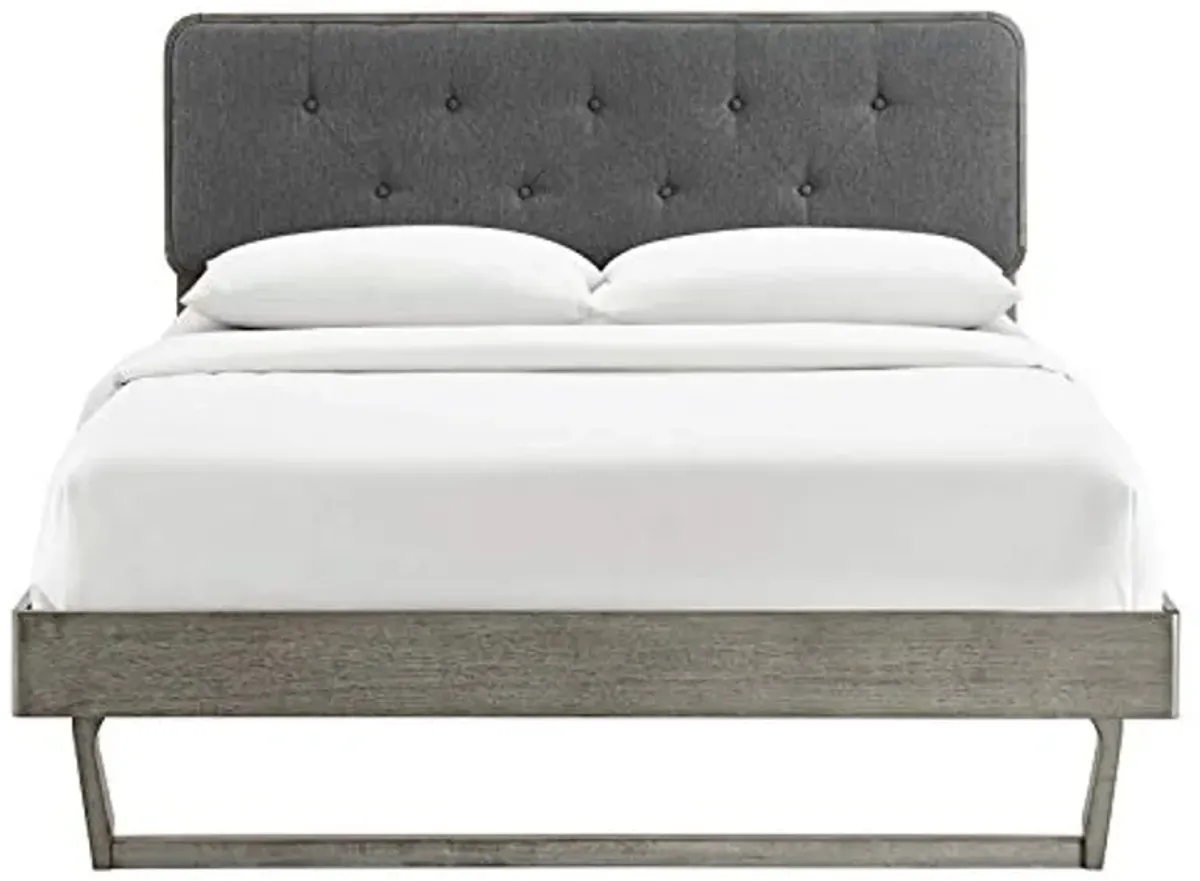 Modway Bridgette Wood Platform Bed with Angular Frame, King, Gray Charcoal