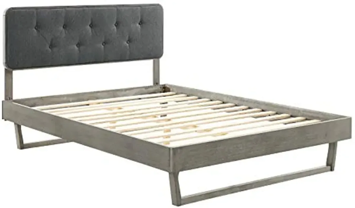 Modway Bridgette Wood Platform Bed with Angular Frame, King, Gray Charcoal