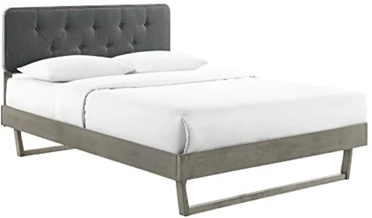 Modway Bridgette Wood Platform Bed with Angular Frame, King, Gray Charcoal