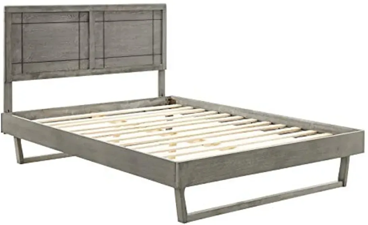 Modway MOD-6381-GRY Marlee Queen Wood Platform Bed with Angular Frame, Gray