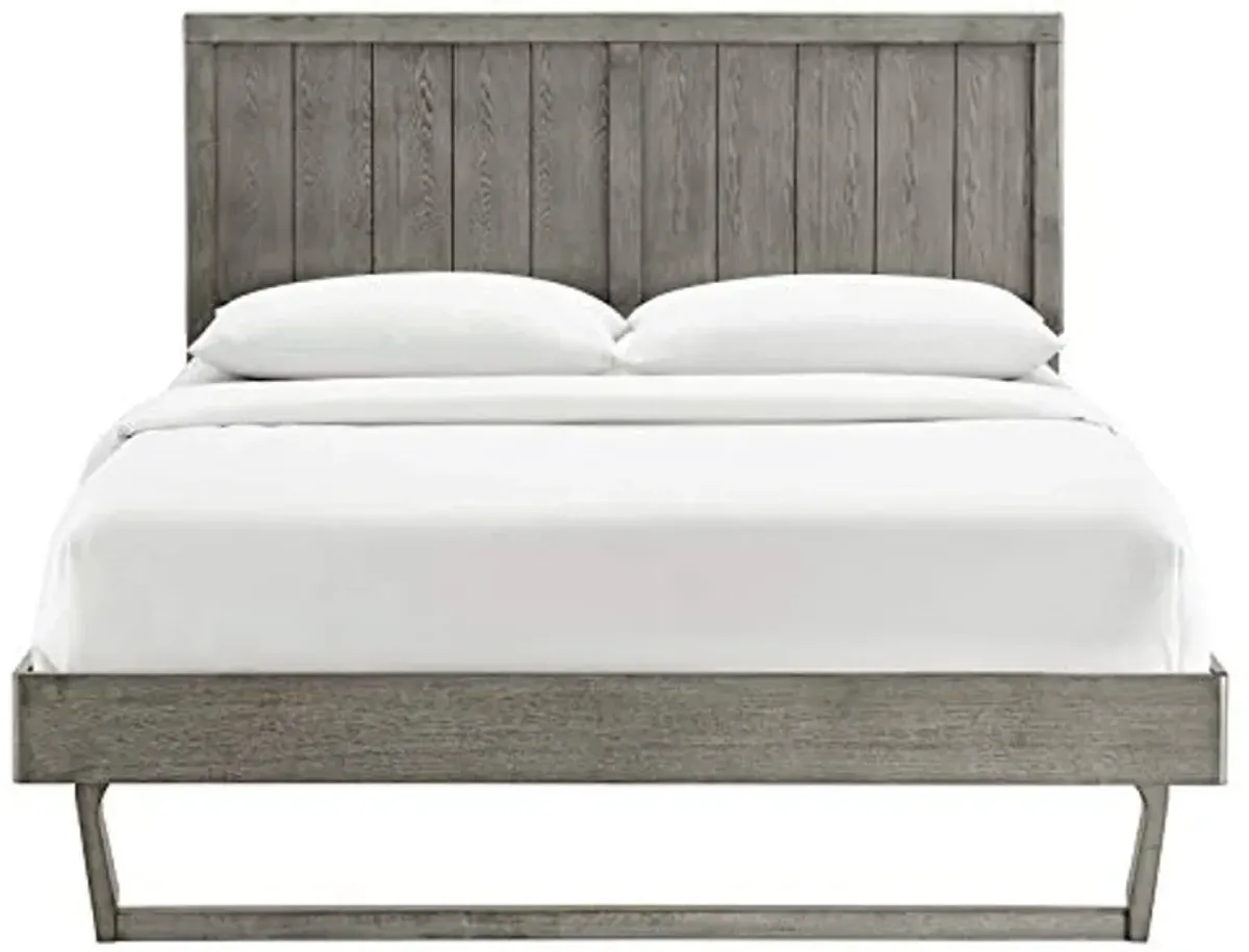 Modway Alana Wood Twin Platform Bed in Gray with Angular Frame, Single