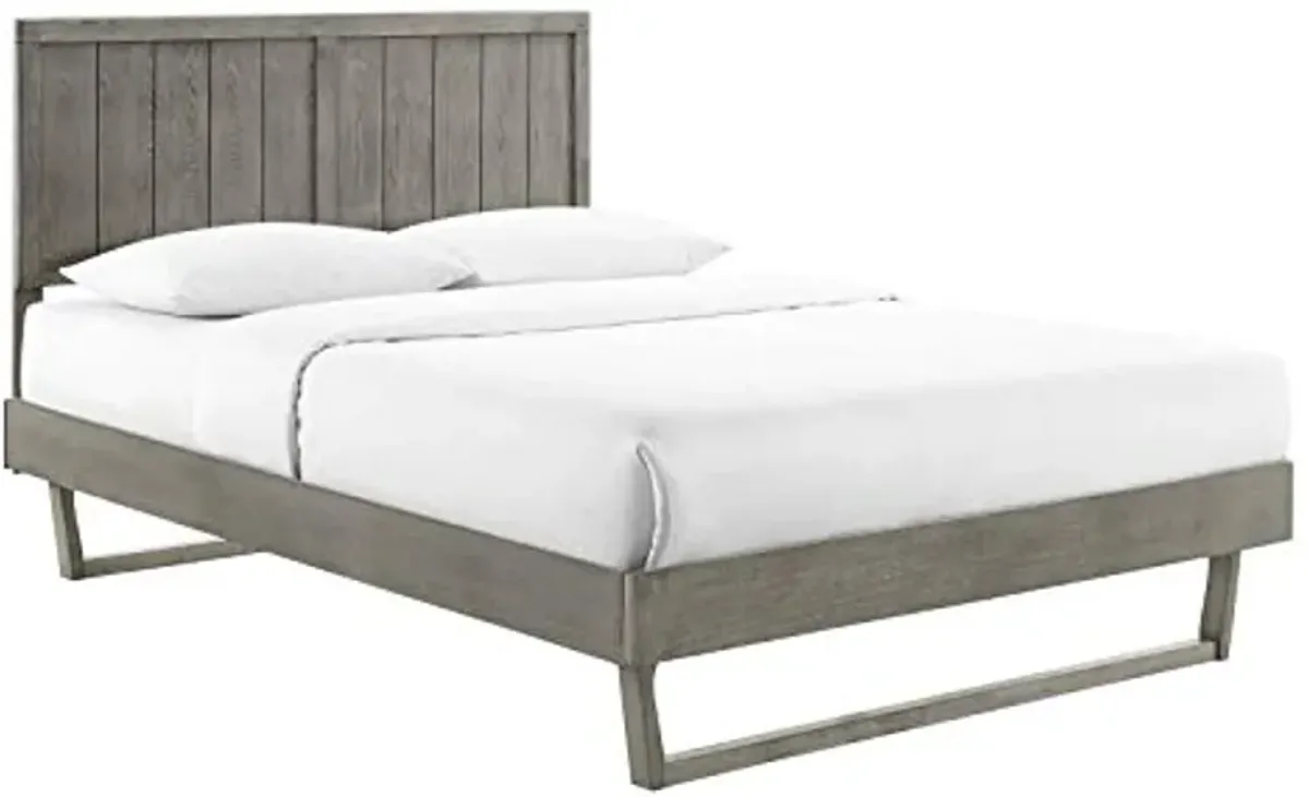 Modway Alana Wood Twin Platform Bed in Gray with Angular Frame, Single