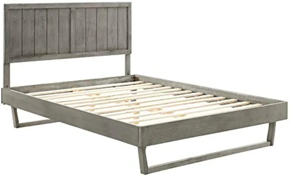 Modway Alana Wood Twin Platform Bed in Gray with Angular Frame, Single