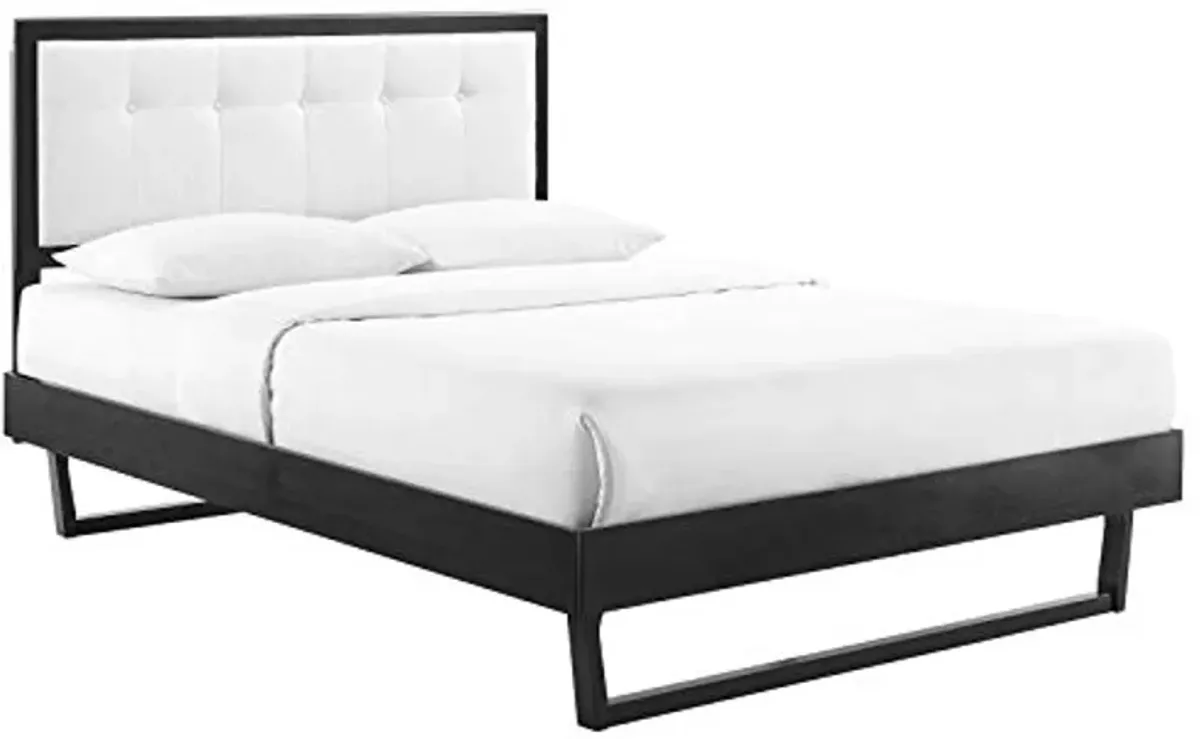 Modway MOD-6634-BLK-WHI Willow Full Wood Platform Bed with Angular Frame, Black White