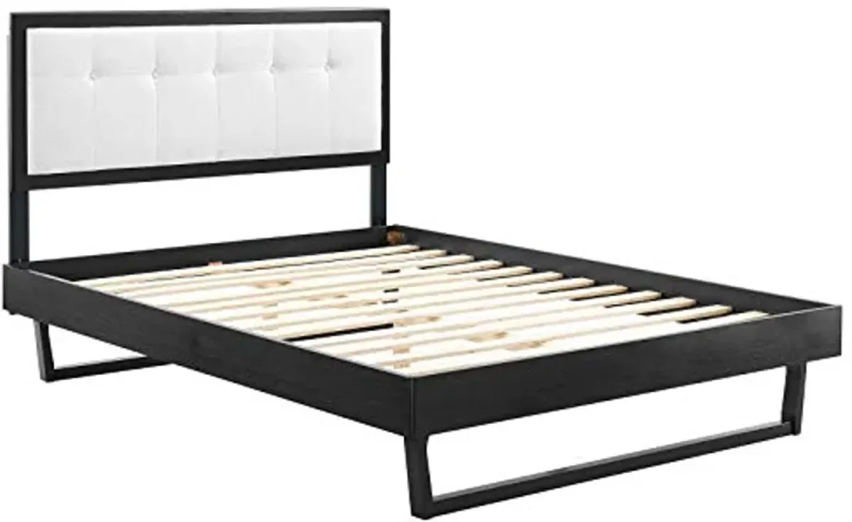 Modway MOD-6634-BLK-WHI Willow Full Wood Platform Bed with Angular Frame, Black White