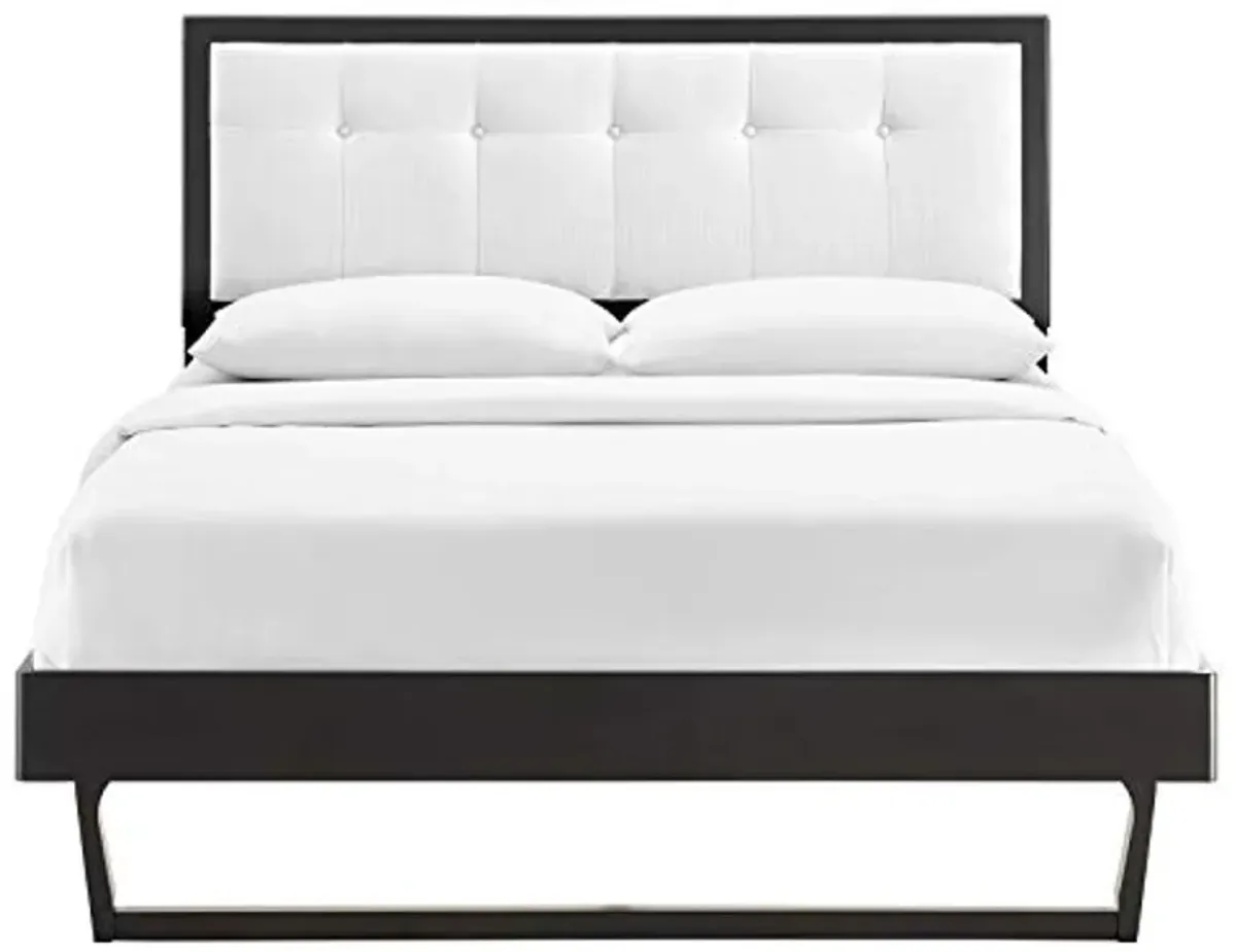 Modway MOD-6634-BLK-WHI Willow Full Wood Platform Bed with Angular Frame, Black White