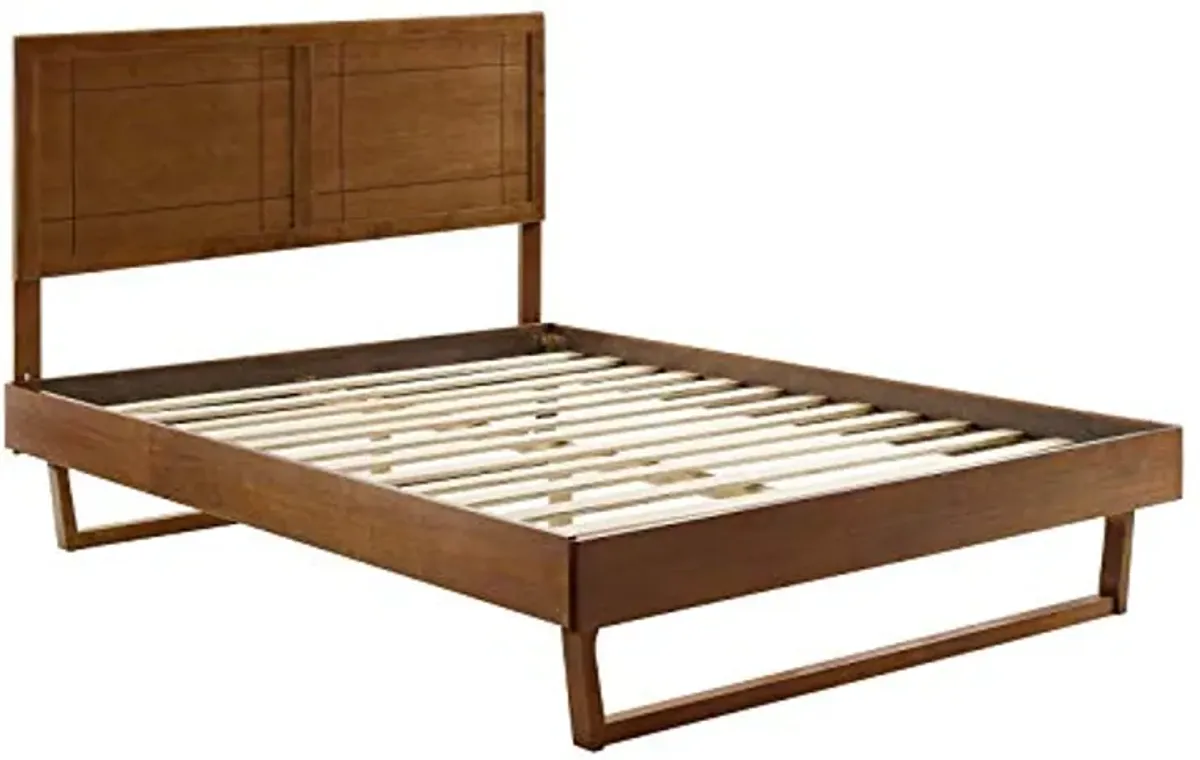 Modway MOD-6381-WAL Marlee Queen Wood Platform Bed with Angular Frame, Walnut