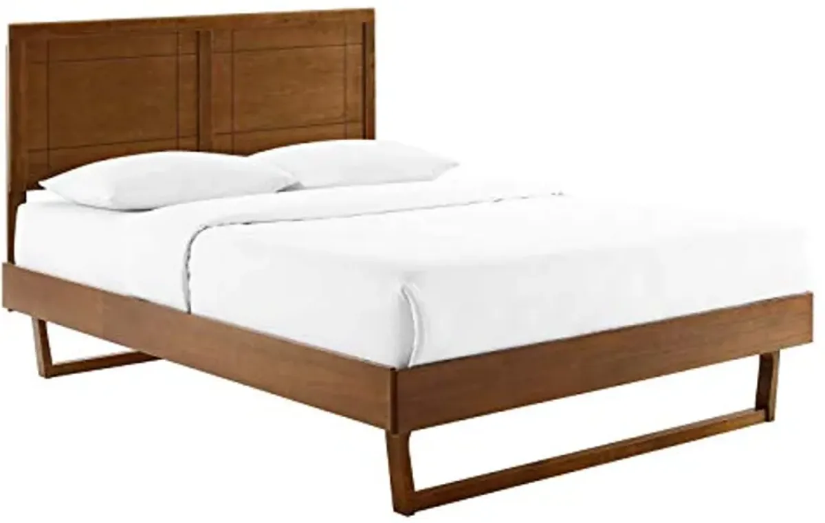 Modway MOD-6381-WAL Marlee Queen Wood Platform Bed with Angular Frame, Walnut