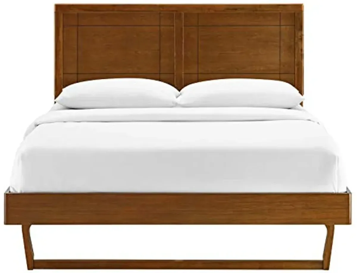 Modway MOD-6381-WAL Marlee Queen Wood Platform Bed with Angular Frame, Walnut