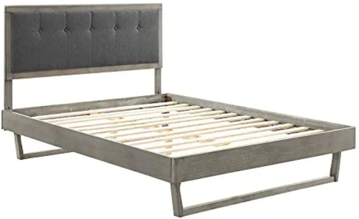 Modway MOD-6635-GRY-CHA Willow King Wood Platform Bed with Angular Frame, Gray Charcoal