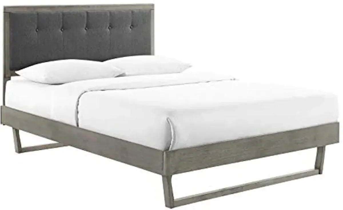 Modway MOD-6635-GRY-CHA Willow King Wood Platform Bed with Angular Frame, Gray Charcoal