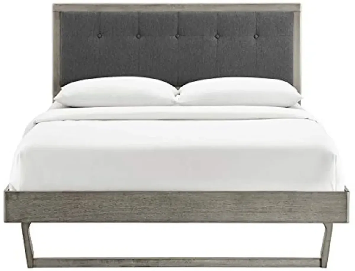 Modway Willow Wood Platform Bed with Angular Frame, Queen, Gray Charcoal