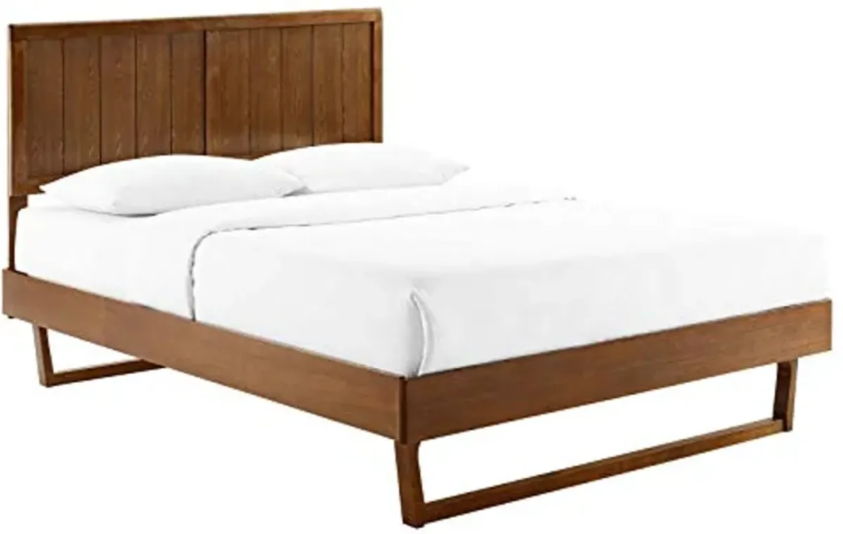 Modway Alana Wood King Platform Bed in Walnut with Angular Frame