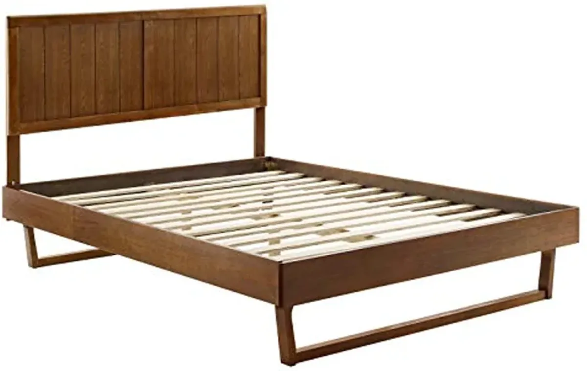 Modway Alana Wood King Platform Bed in Walnut with Angular Frame