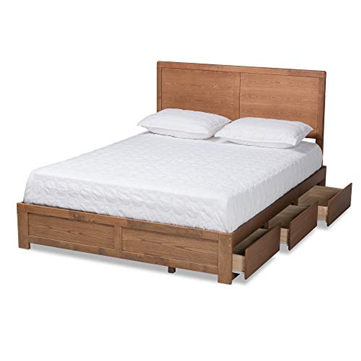 Baxton Studio Aras Beds (Storage), Queen, Ash Walnut