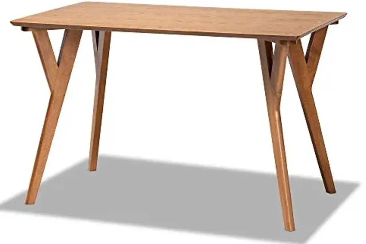 Baxton Studio Sahar Mid-Century Modern Transitional Walnut Brown Finished Wood Dining Table