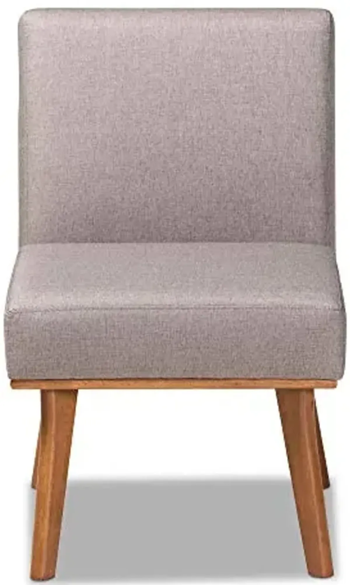 Baxton Studio Odessa Dining Chair Grey Fabric Upholstered and Walnut Brown Finished Wood Dining Chair