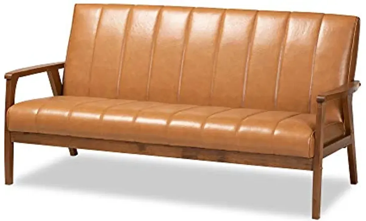 Baxton Studio Nikko Living Room Sets, Tan/Walnut Brown