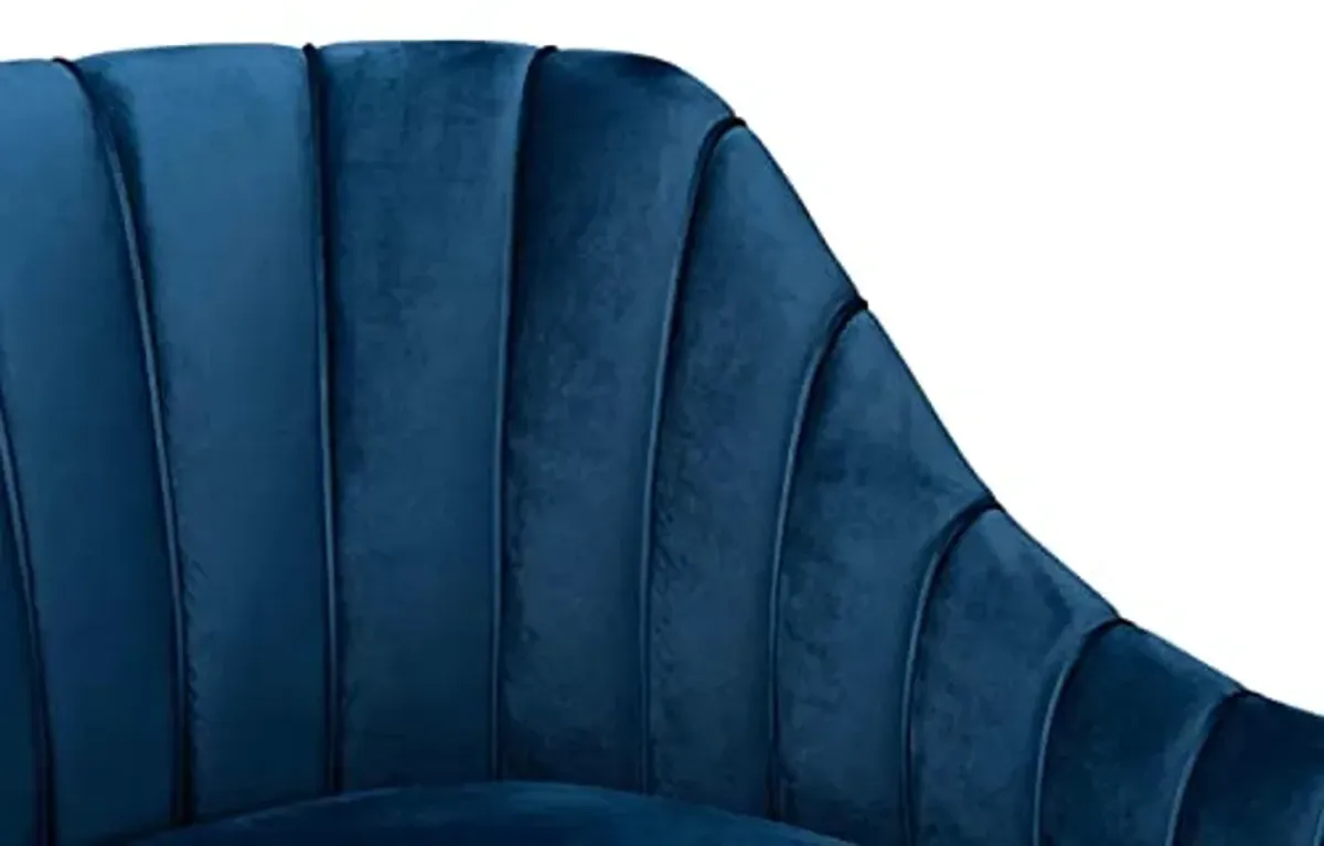 Baxton Studio Kailyn Glam and Luxe Navy Blue Velvet Fabric Upholstered and Gold Finished Chaise