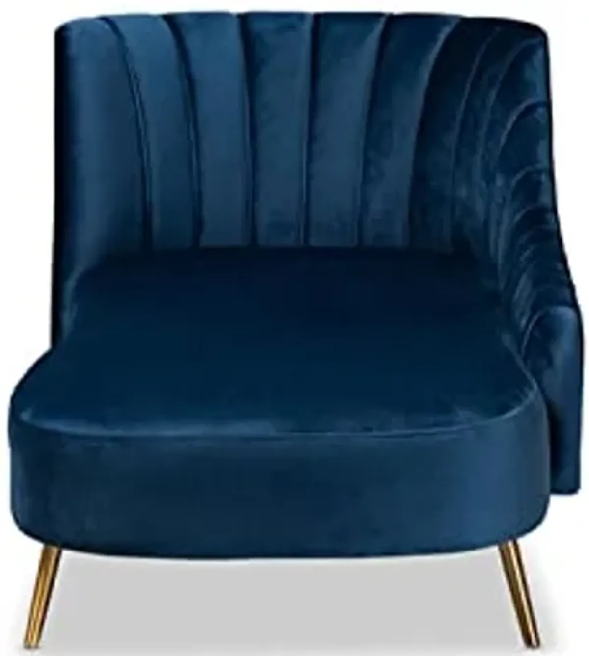 Baxton Studio Kailyn Glam and Luxe Navy Blue Velvet Fabric Upholstered and Gold Finished Chaise