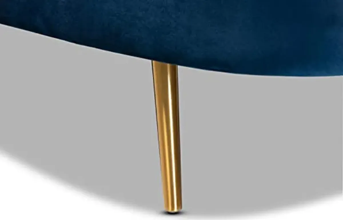 Baxton Studio Kailyn Glam and Luxe Navy Blue Velvet Fabric Upholstered and Gold Finished Chaise