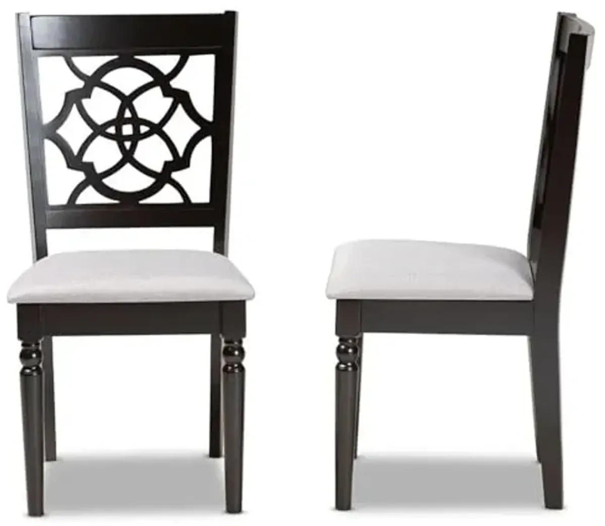 Baxton Studio Renaud Modern and Contemporary Grey Fabric Upholstered and Dark Brown Finished Wood 2-Piece Dining Chair Set