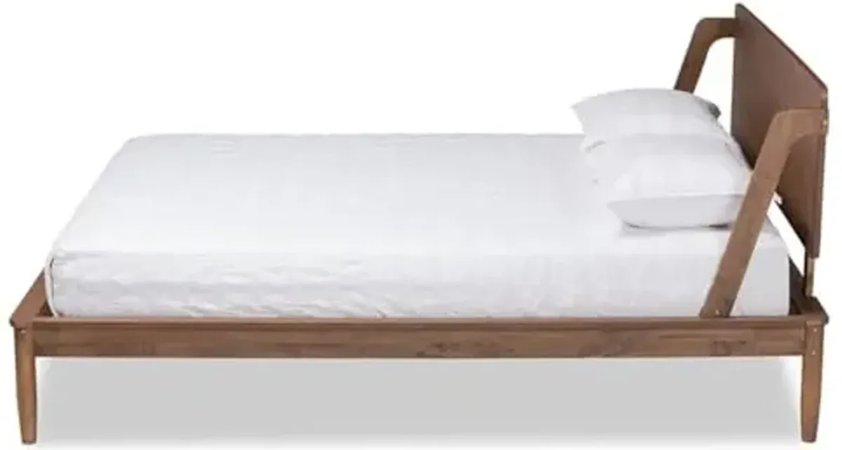 Baxton Studio Sadler Mid-Century Modern Ash Walnut Brown Finished Wood Full Size Platform Bed