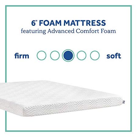 Sealy - Memory Foam Bed in a Box – 6 Inch, Low Profile, Medium Feel, Full Size, CertiPur-US Certified, White