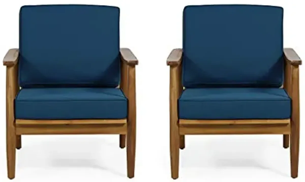 Christopher Knight Home Willowbrook Outdoor Club Chair with Cushion - Acacia Wood - Teak (Set of 2)