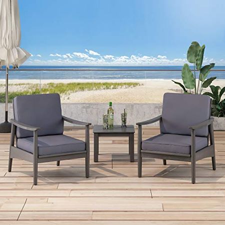 Willowbrook Outdoor Club Chair with Cushion - Acacia Wood - Black (Set of 2)
