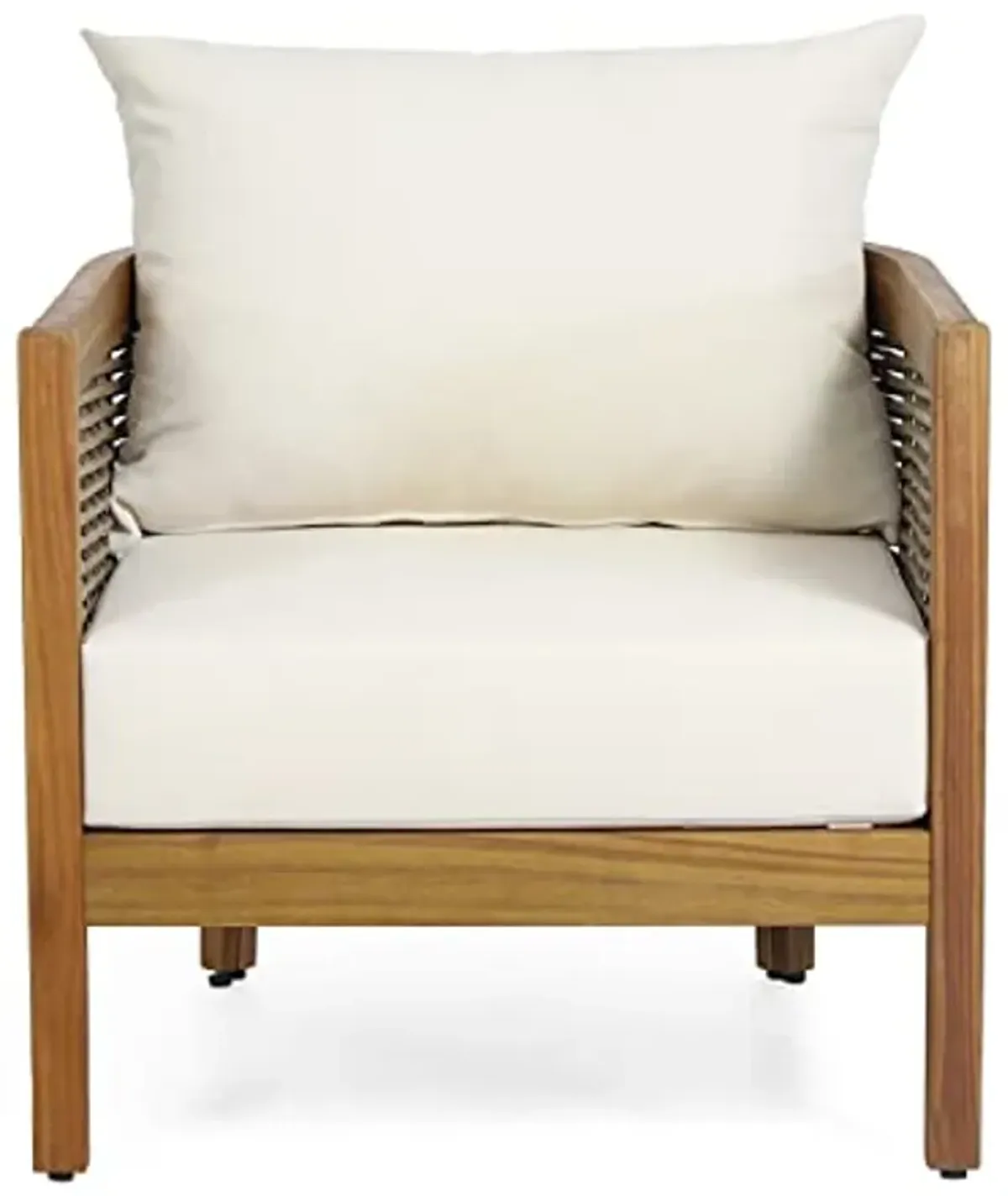 Christopher Knight Home Burchett Outdoor Acacia Wood Club Chairs with Cushions, Beige, Brown