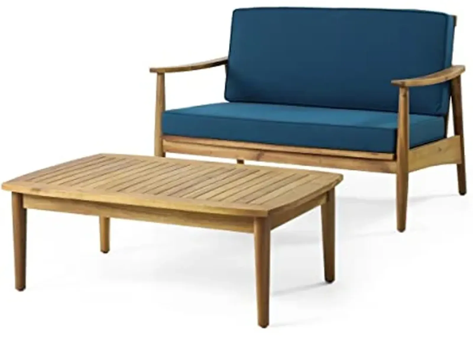 Christopher Knight Home CHRISTOPER KNIGHT HOME Willowbrook Outdoor 2pc Chat Set - Acacia Wood - Teak