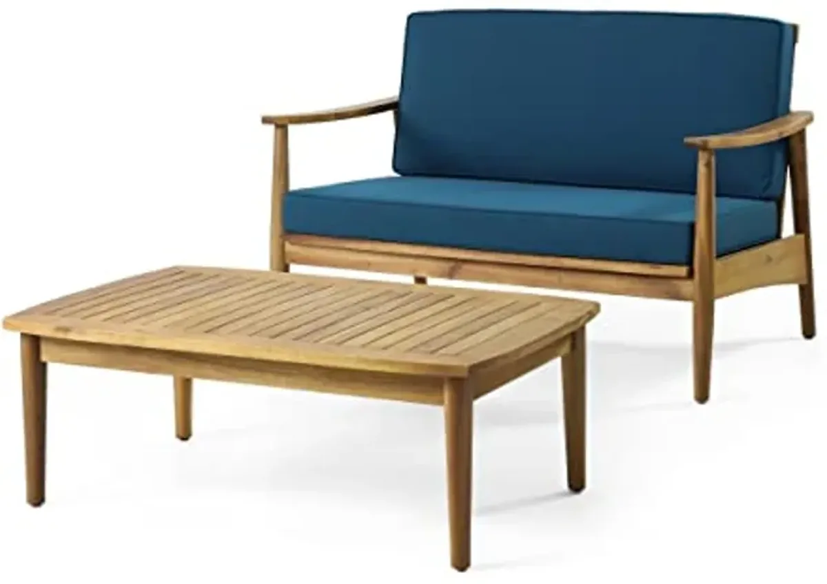 Christopher Knight Home CHRISTOPER KNIGHT HOME Willowbrook Outdoor 2pc Chat Set - Acacia Wood - Teak