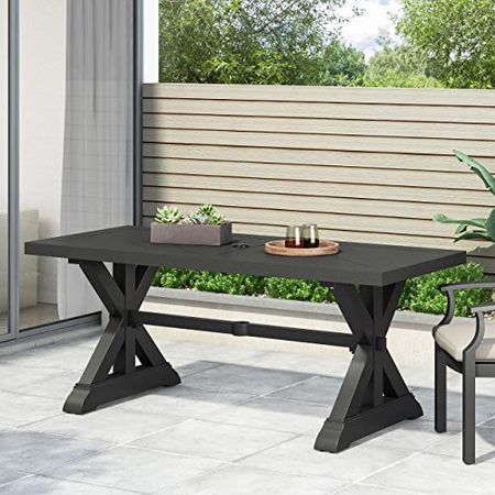 Christopher Knight Home Outdoor Dining Table, Antique Matte Black