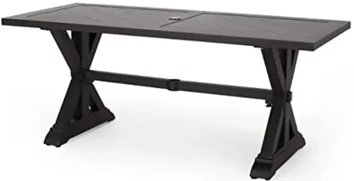 Christopher Knight Home Outdoor Dining Table, Antique Matte Black