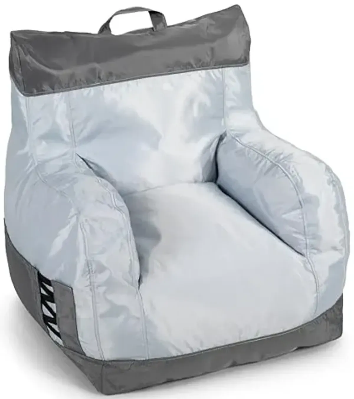 Big Joe Dorm Bean Bag Chair with Drink Holder and Pocket, Two Tone Gray Smartmax, Durable Polyester Nylon Blend, 3 feet