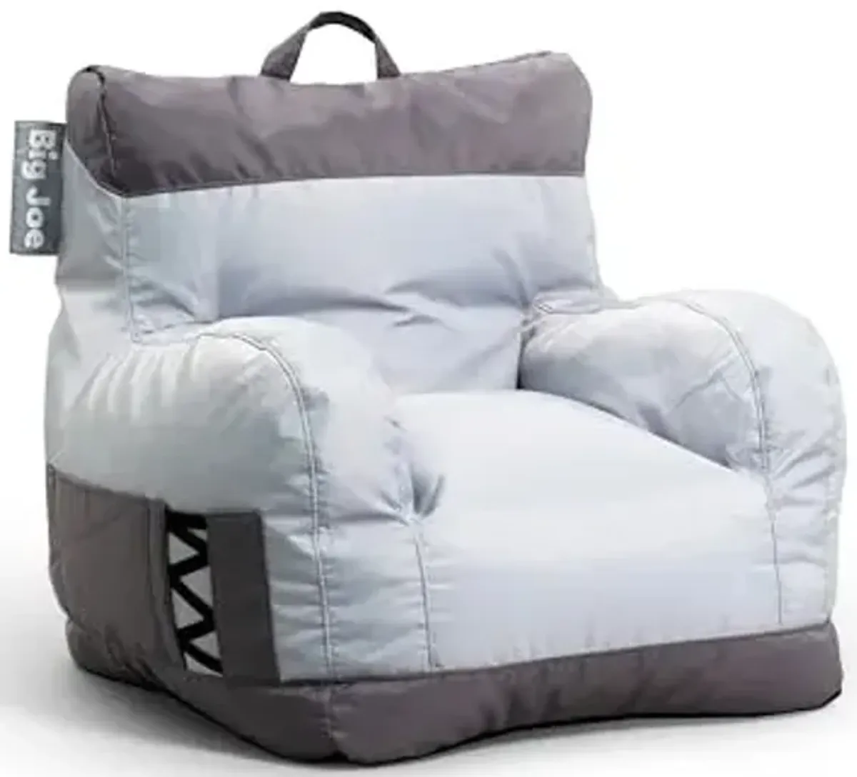 Big Joe Dorm Bean Bag Chair with Drink Holder and Pocket, Two Tone Gray Smartmax, Durable Polyester Nylon Blend, 3 feet
