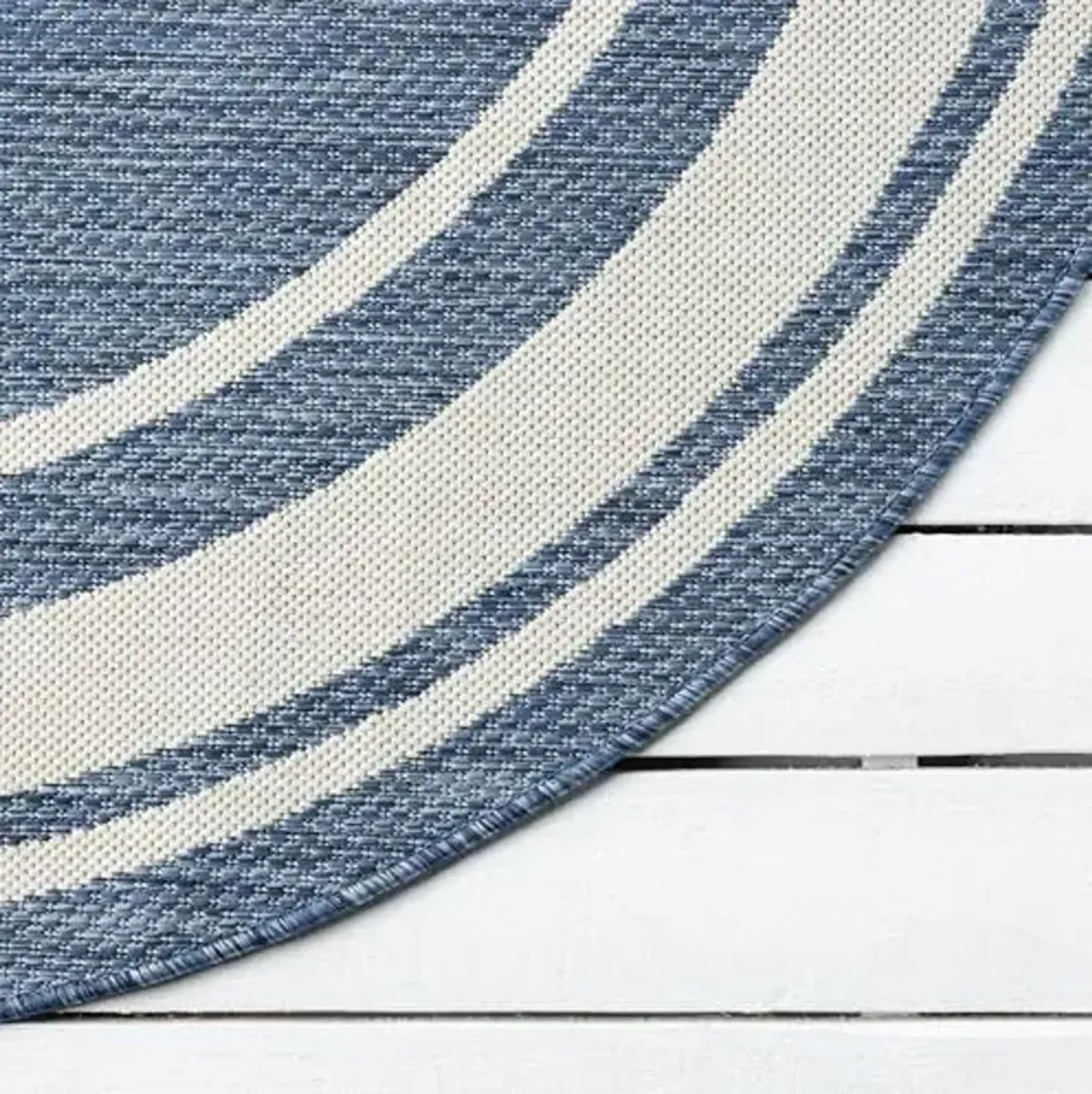 LR Home 8ft Round Outdoor Area Rug | Turkish Carpet for Patio, Deck, Backyard, Garden, Front Porch, Picnic, Courtyard and Balcony | Large Boho Farmhouse Coastal, Coral Reef Themed Rug | Blue/Gray