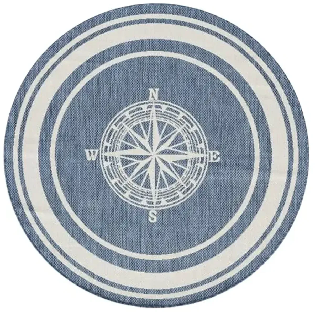 LR Home 8ft Round Outdoor Area Rug | Turkish Carpet for Patio, Deck, Backyard, Garden, Front Porch, Picnic, Courtyard and Balcony | Large Boho Farmhouse Coastal, Coral Reef Themed Rug | Blue/Gray