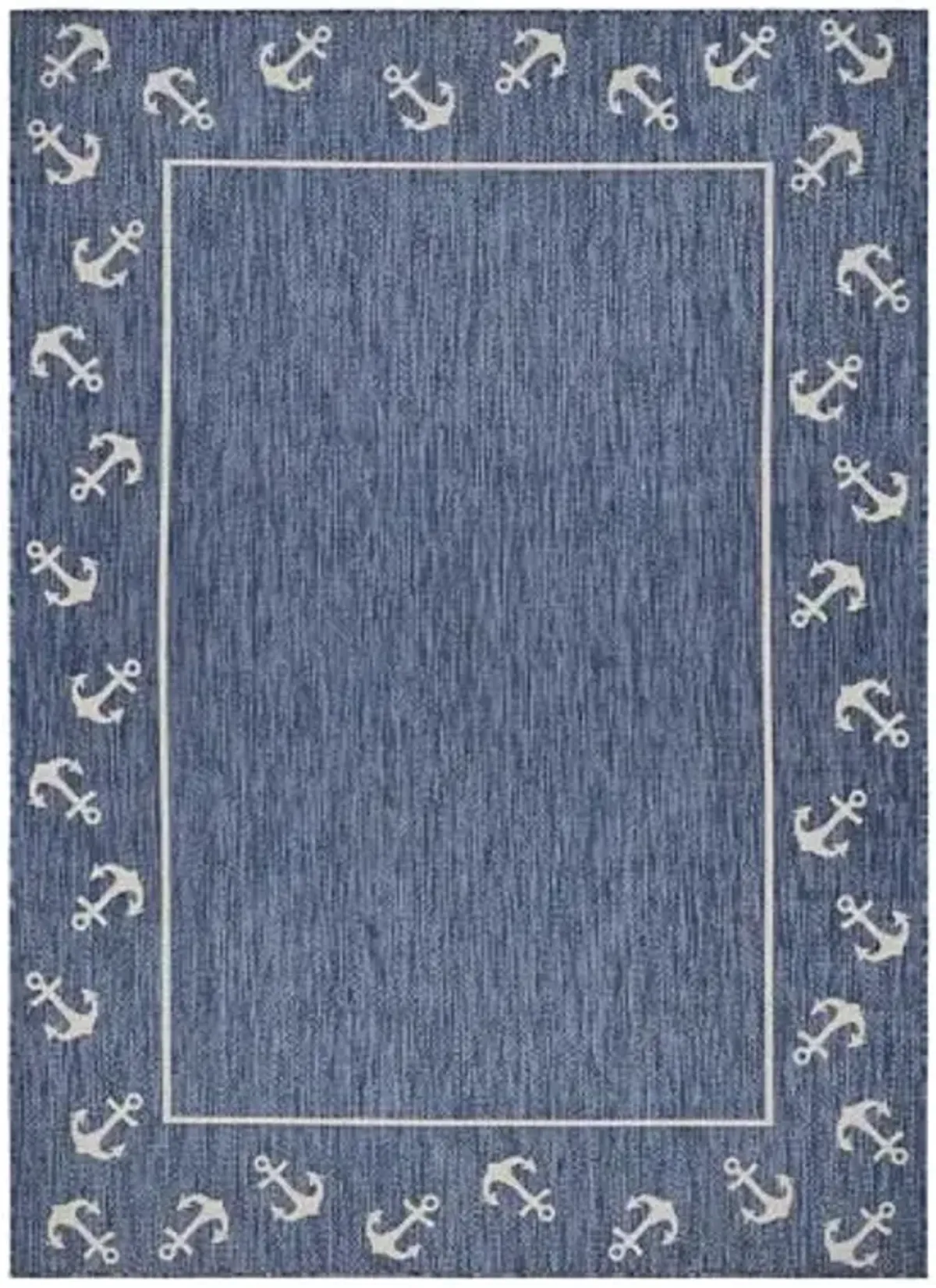 LR Home 5x7 Outdoor Area Rug | Turkish Carpet for Patio, Deck, Backyard, Garden, Front Porch, Picnic, Courtyard and Balcony | Large Boho Farmhouse Coastal, Beach, Coral Reef Themed Rug | Navy Blue