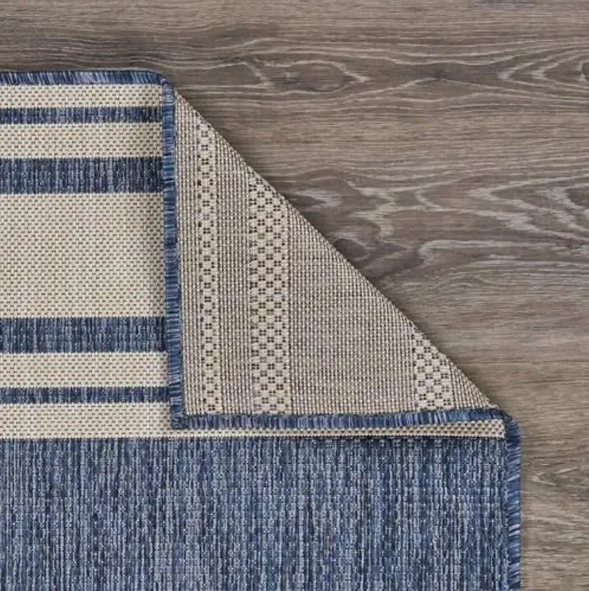 LR Home 3x5 Outdoor Area Rug | Turkish Carpet for Patio, Deck, Backyard, Garden, Front Porch, Picnic, Courtyard and Balcony | Large Boho Farmhouse Coastal, Beach, Coral Reef Themed Rug | Navy/White