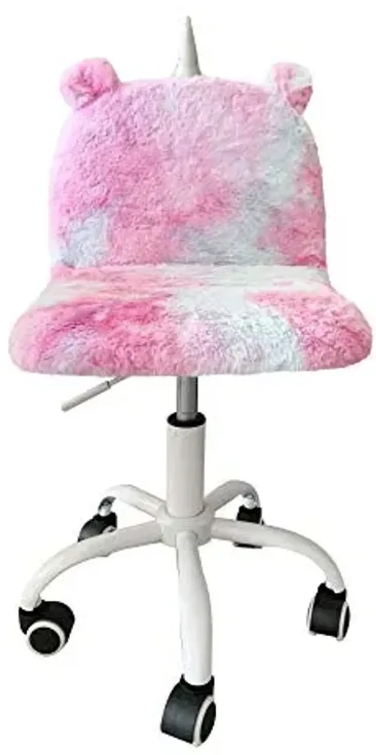 Heritage Kids Kids Faux Fur Rolling Desk Chair, Cool Rainbow 13D x 16W x 29.3H in