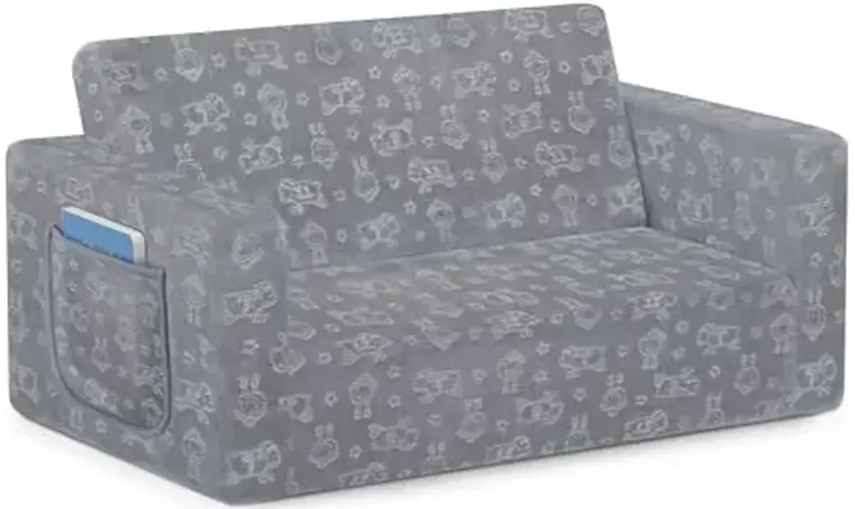 Serta Perfect Sleeper Extra Wide Convertible Sofa to Lounger - Comfy 2-in-1 Flip Open Couch/Sleeper for Kids, Grey
