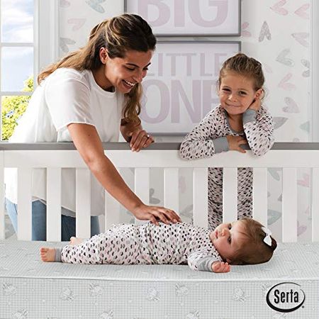 Serta Perfect Slumber Dual Sided Crib and Toddler Mattress - Waterproof - Hypoallergenic - Premium Sustainably Sourced Fiber Core -GREENGUARD Gold Certified (Non-Toxic) -7 Year Warranty - Made in USA