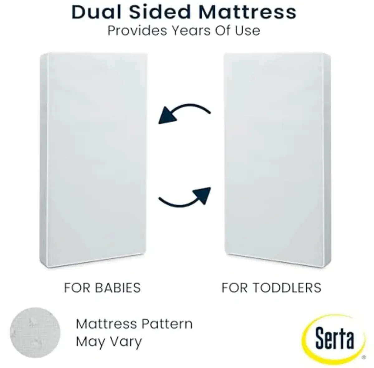 Serta Perfect Slumber Dual Sided Crib and Toddler Mattress - Waterproof - Hypoallergenic - Premium Sustainably Sourced Fiber Core -GREENGUARD Gold Certified (Non-Toxic) -7 Year Warranty - Made in USA