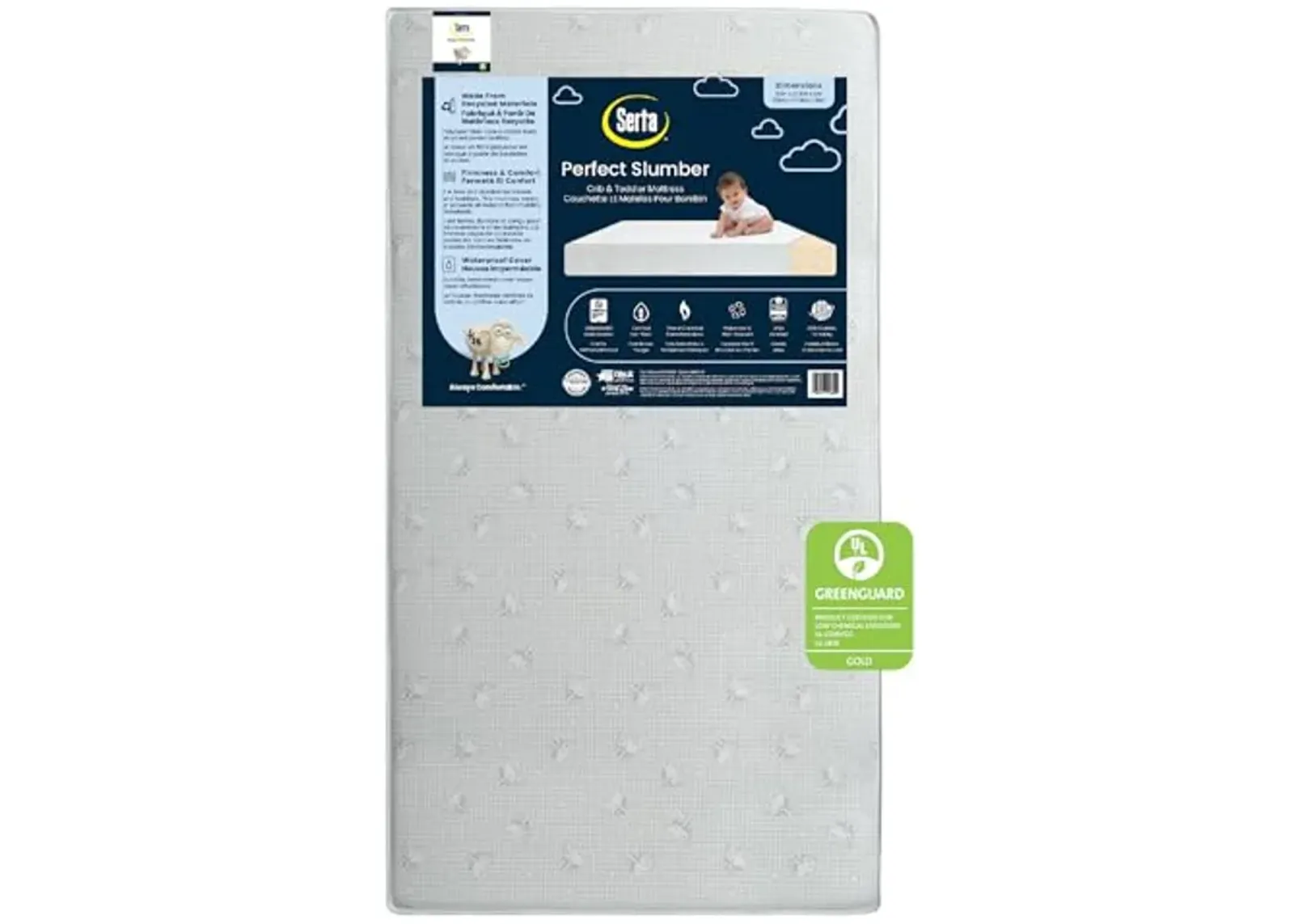 Serta Perfect Slumber Dual Sided Crib and Toddler Mattress - Waterproof - Hypoallergenic - Premium Sustainably Sourced Fiber Core -GREENGUARD Gold Certified (Non-Toxic) -7 Year Warranty - Made in USA