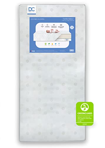 Delta Children Twinkle Galaxy Dual Sided Crib and Toddler Mattress - Premium Sustainably Sourced Fiber Core - Waterproof - GREENGUARD Gold Certified (Non-Toxic) - 7 Year Warranty - Made in USA