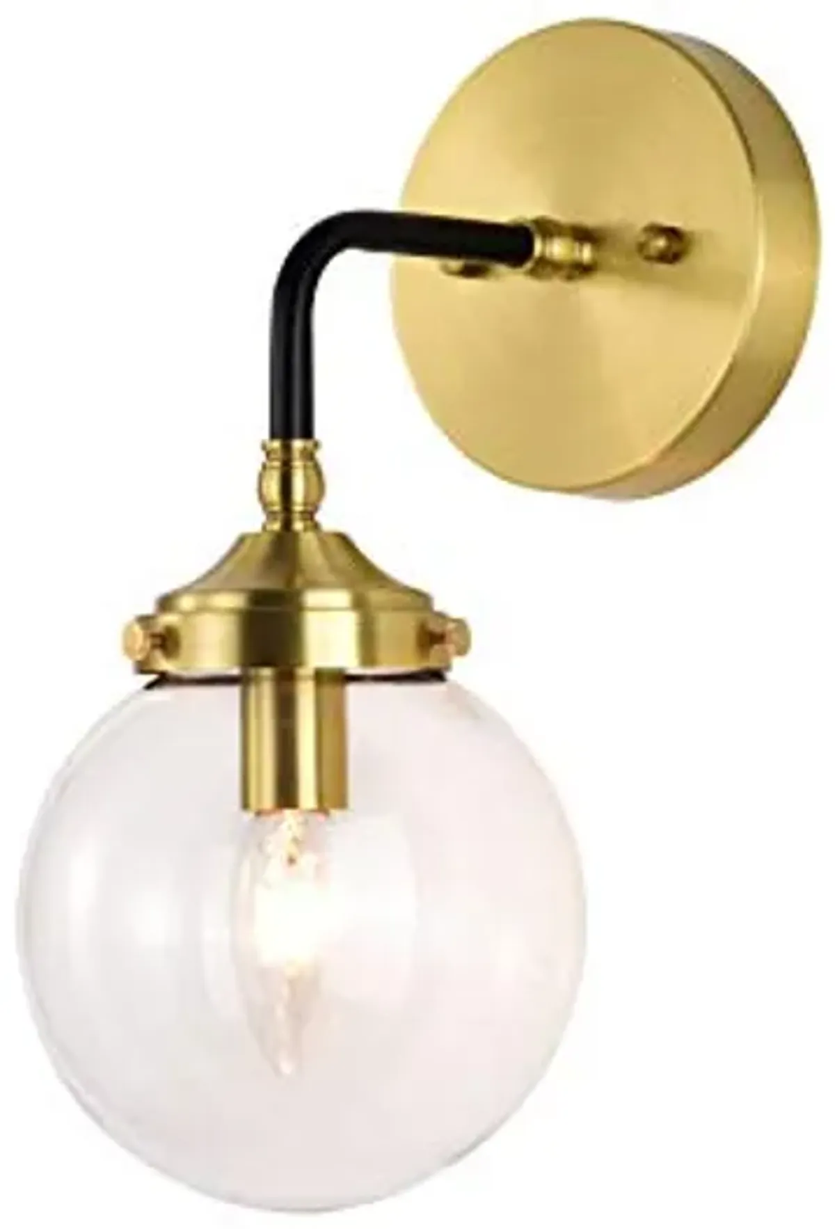 Jojospring Single Light Antique Gold Wall Sconce with Clear Glass Globe LJ-6087-WCW