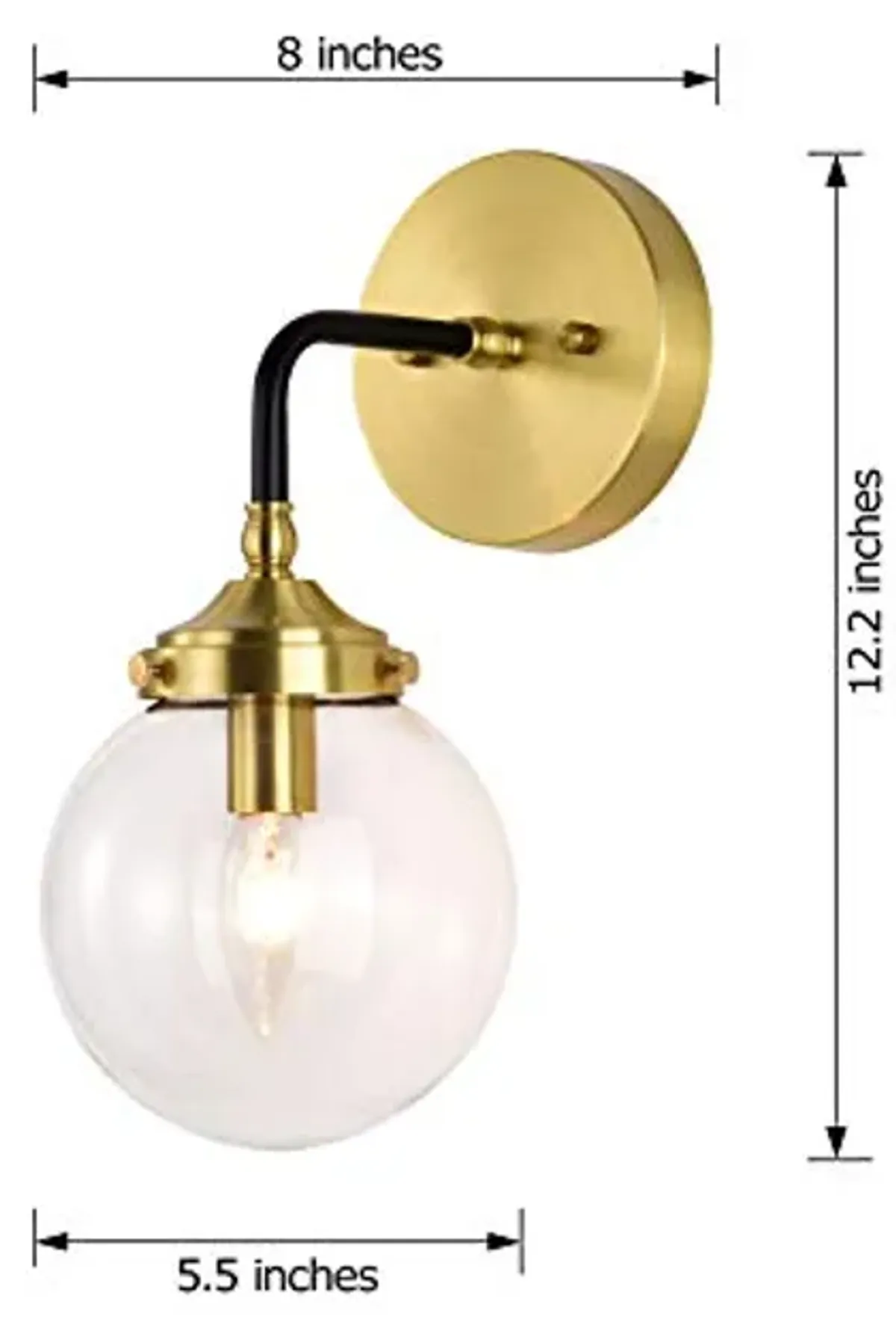 Jojospring Single Light Antique Gold Wall Sconce with Clear Glass Globe LJ-6087-WCW