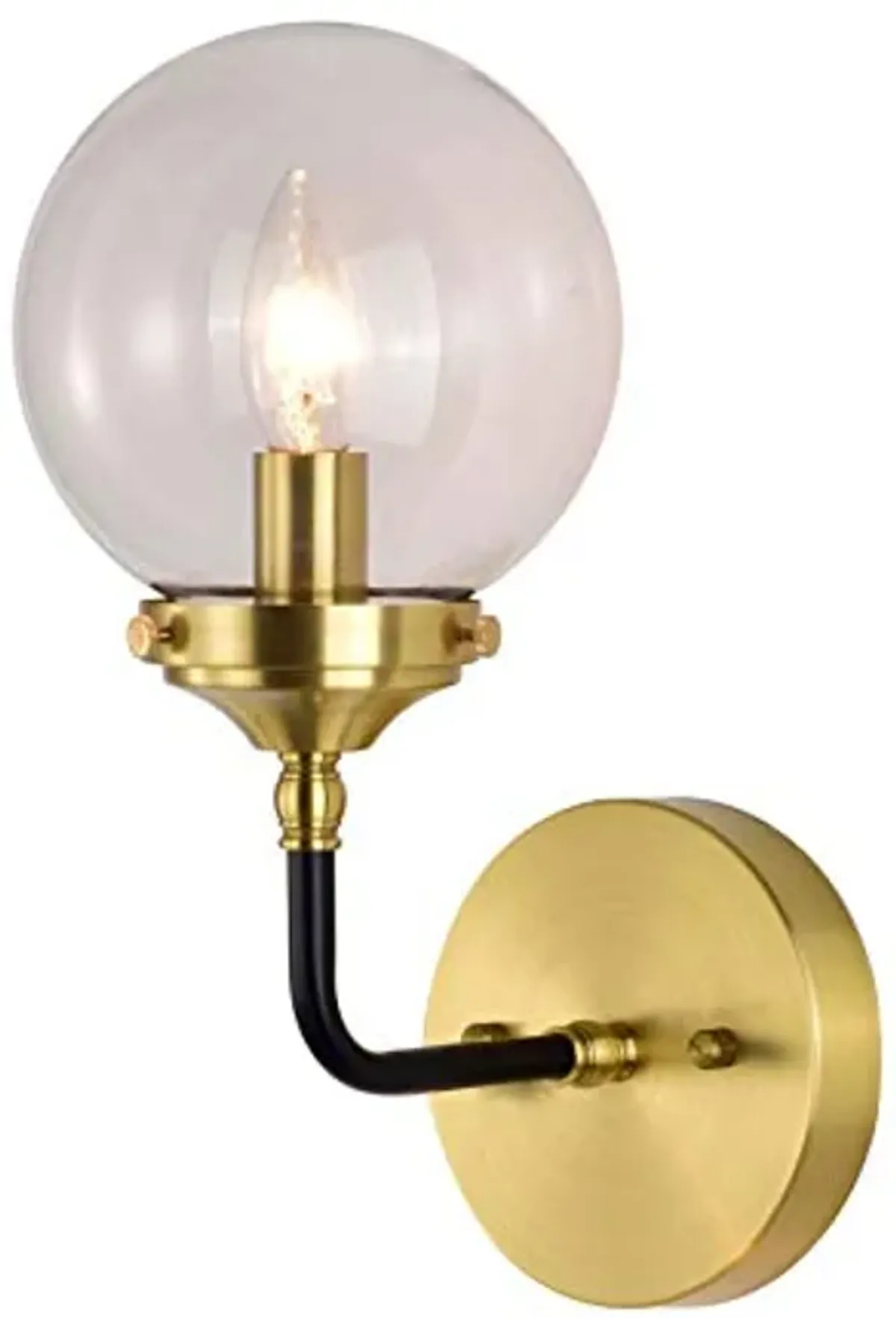 Jojospring Single Light Antique Gold Wall Sconce with Clear Glass Globe LJ-6087-WCW